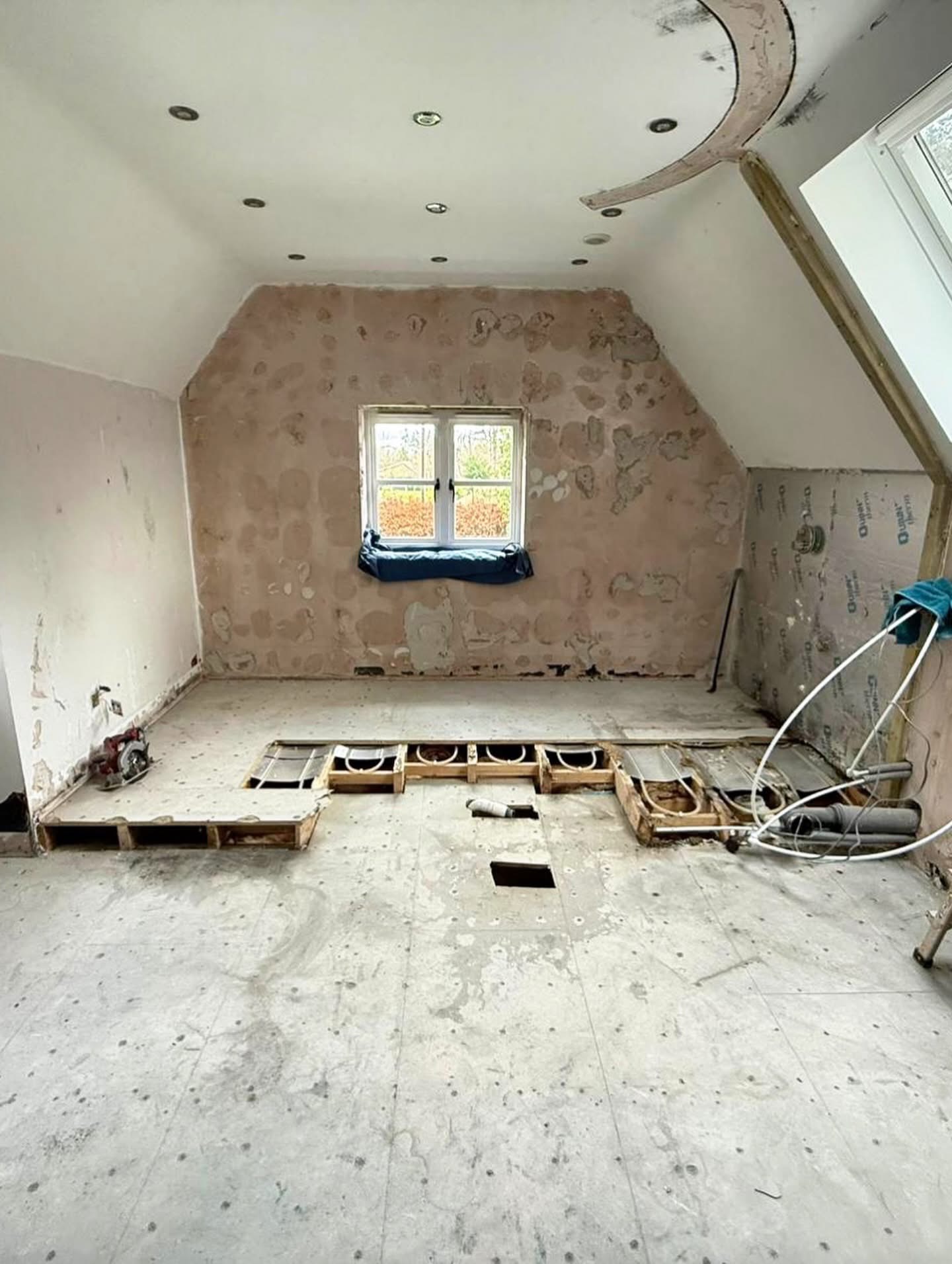 Bathroom strip-out and demolition phase on site